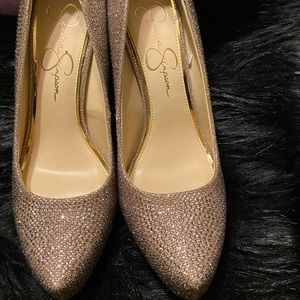 Jessica Simpson Gold Metallic High Heels